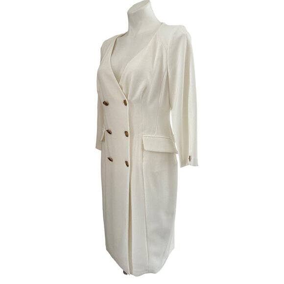 Donna Karan New York NWT $189 Cady Crepe V-Neck Jacket Dress, Ivory Women's 8 - Picture 8 of 11